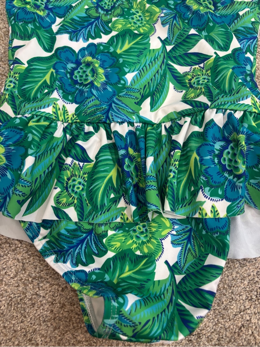 Janie and Jack Regal Blue Floral Ruffle Swimsuit Size 8 One piece bathing suit - Picture 3 of 5